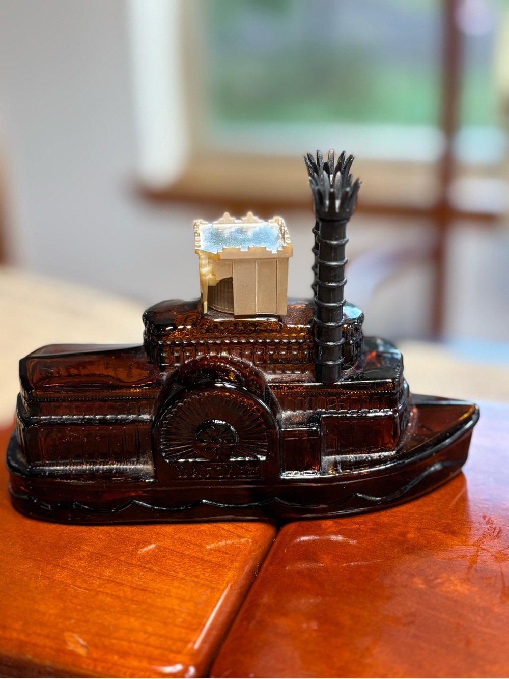 Vintage Avon Steamboat Cologne Bottle Amber Glass Riverboat
